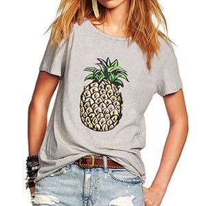 🌟NEW women's pineapple print summer tee, Large